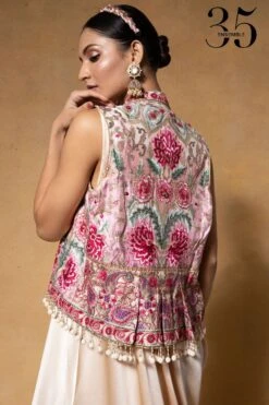 Tarun Tahiliani Ivory Embellished Gilet & A Draped Dress -Inca Sales Store 1411tt21 6