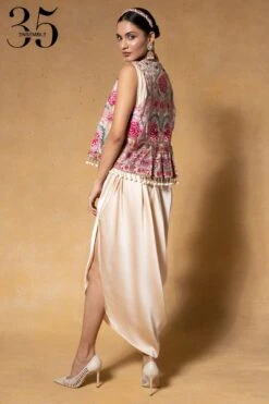 Tarun Tahiliani Ivory Embellished Gilet & A Draped Dress -Inca Sales Store 1411tt21 7