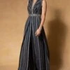 Tarun Tahiliani Black Dori Embroidered Printed Jumpsuit 1 Tarun Tahiliani Black Dori Embroidered Printed Jumpsuit -Inca Sales Store 1411tt41 1