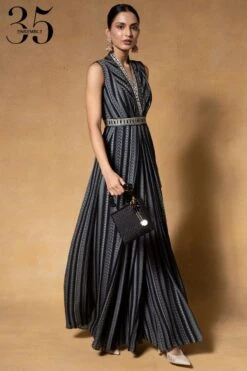 Tarun Tahiliani Black Dori Embroidered Printed Jumpsuit -Inca Sales Store 1411tt41 3