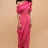 Aikeyah Pink One Shoulder Top & A Draped Skirt -Inca Sales Store 142aik18 1