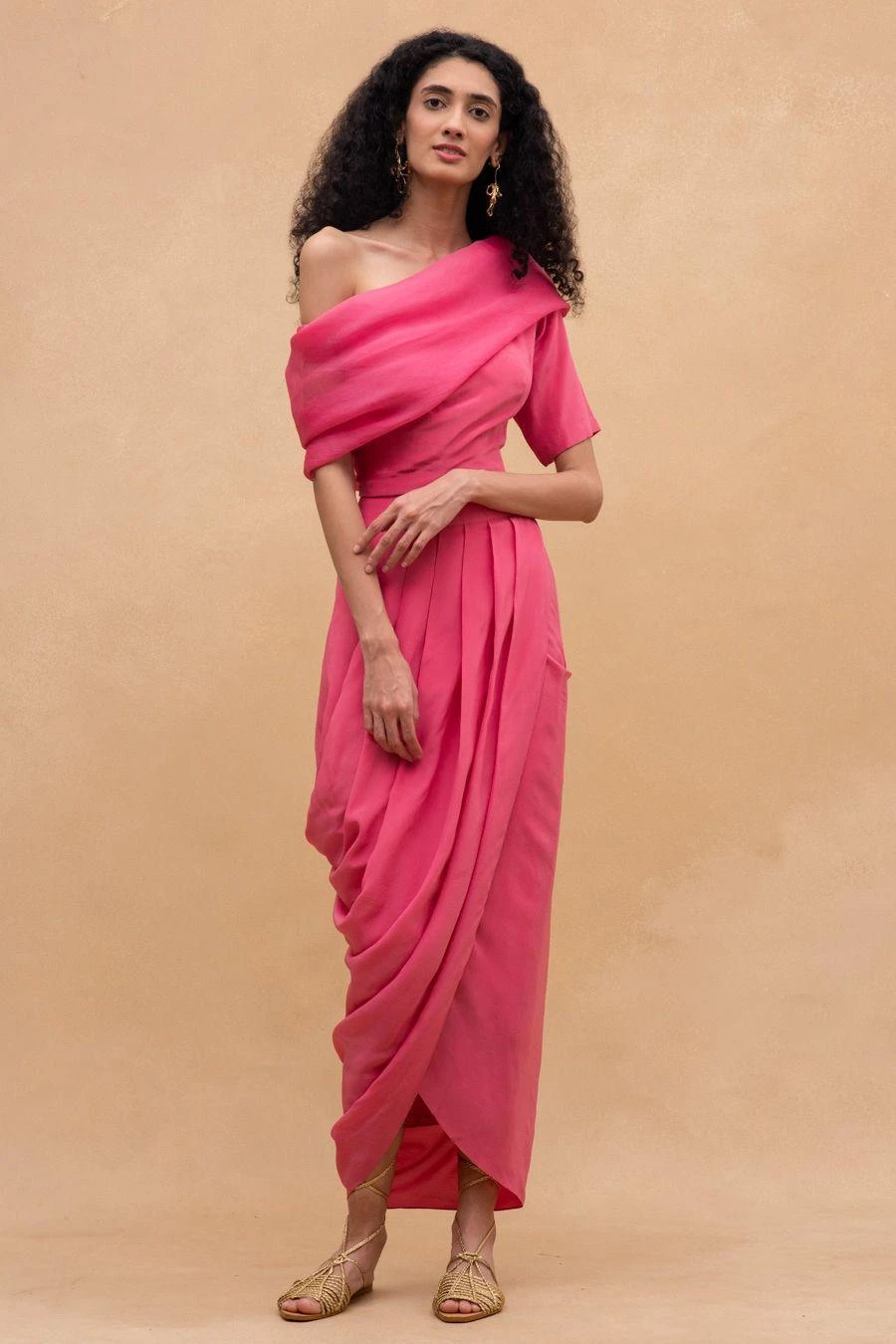 Aikeyah Pink One Shoulder Top & A Draped Skirt 4 Aikeyah Pink One Shoulder Top & A Draped Skirt - Image 2