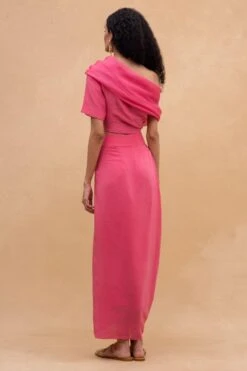 Aikeyah Pink One Shoulder Top & A Draped Skirt 13 Aikeyah Pink One Shoulder Top & A Draped Skirt -Inca Sales Store 142aik18 6