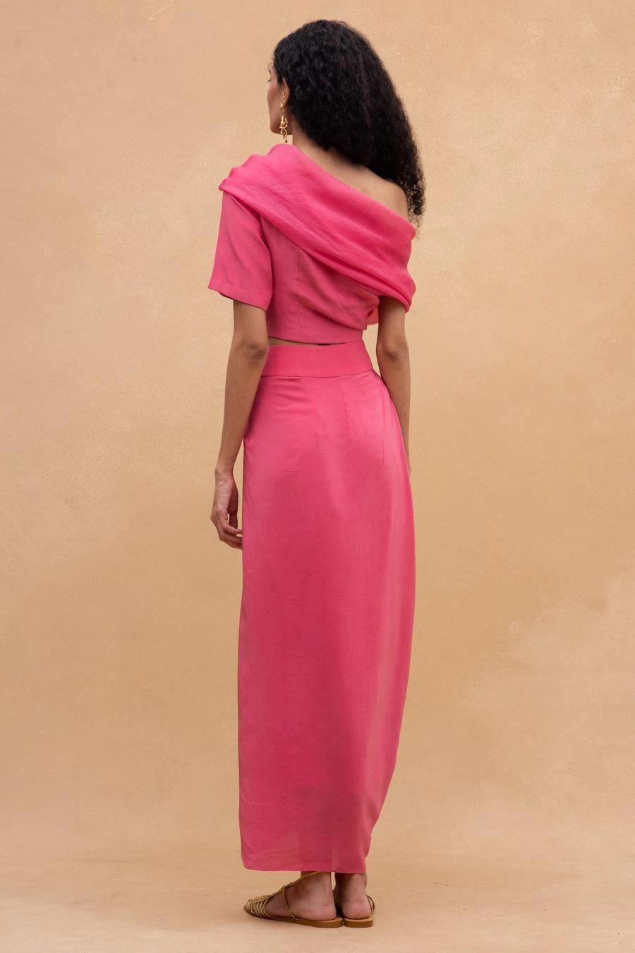 Aikeyah Pink One Shoulder Top & A Draped Skirt 8 Aikeyah Pink One Shoulder Top & A Draped Skirt - Image 6