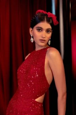 Mishru Red Embellished Leyla Jumpsuit 8 Mishru Red Embellished Leyla Jumpsuit -Inca Sales Store 142mru20 3