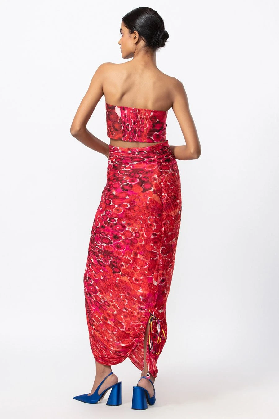 Saaksha & Kinni Red Floral Micro Pleated Co-ord Set 4 Saaksha & Kinni Red Floral Micro Pleated Co-ord Set - Image 2