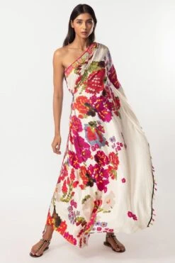 Saaksha & Kinni Ivory Floral Printed Kaftan -Inca Sales Store 14323sk37 2