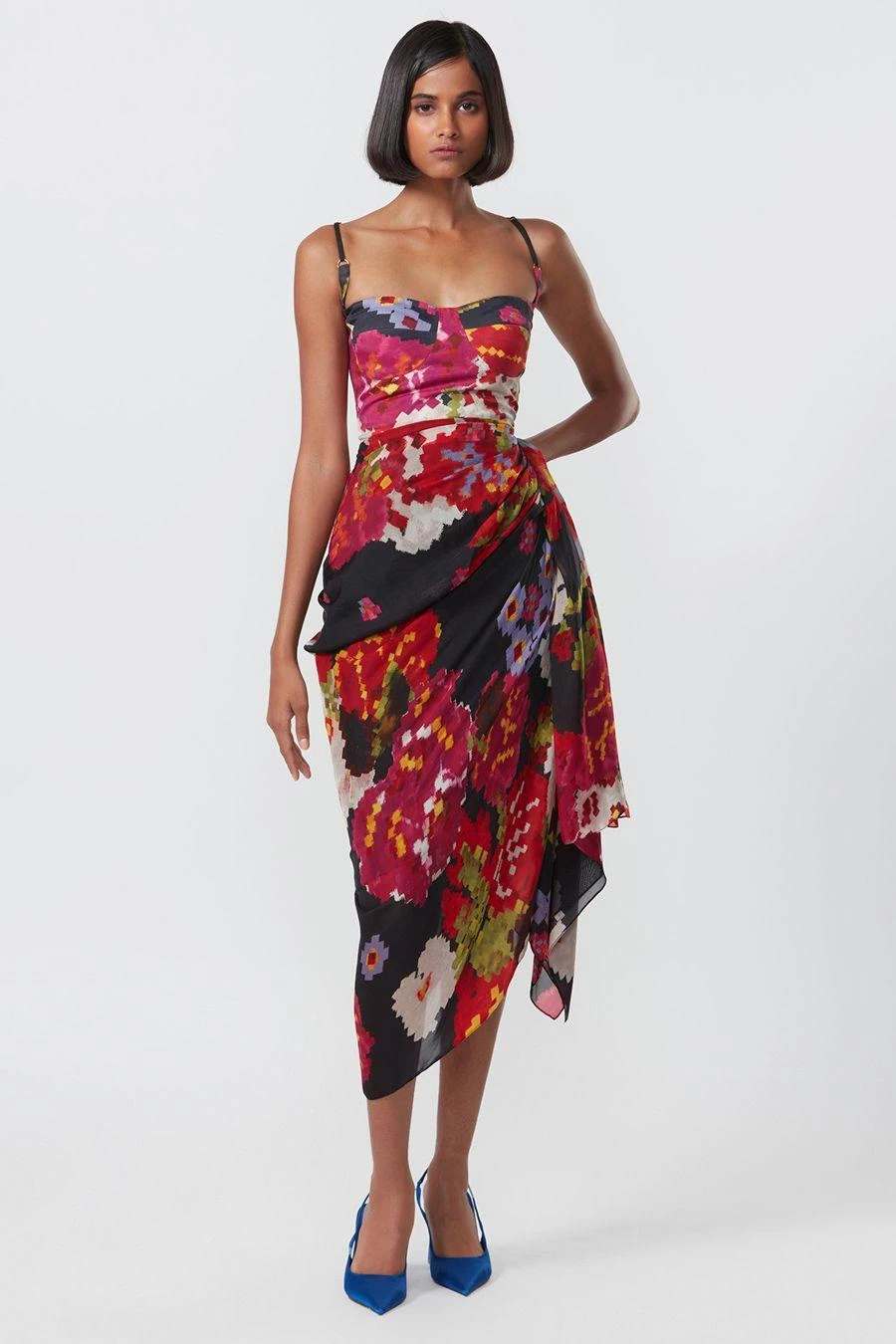 Saaksha & Kinni Pink Abstract Printed Draped Dress 3 Saaksha & Kinni Pink Abstract Printed Draped Dress