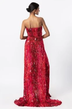 Saaksha & Kinni Red Floral Micro Pleated Gown 8 Saaksha & Kinni Red Floral Micro Pleated Gown -Inca Sales Store 14323sk49 3