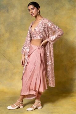 Aikeyah Pink Amelia Floral Embellished Cape Set -Inca Sales Store 14423aik1 4