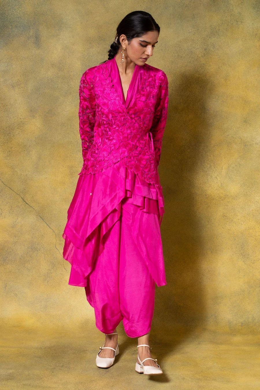 Aikeyah Pink Zain Floral Embellished Jacket Set 4 Aikeyah Pink Zain Floral Embellished Jacket Set - Image 2