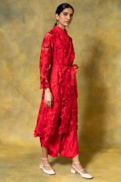 Aikeyah Red Floral Embellished Jacket Set -Inca Sales Store 14423aik3 2