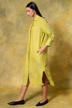 Divyam Mehta Green Buttoned Down Midi Dress -Inca Sales Store 14423dm7 2