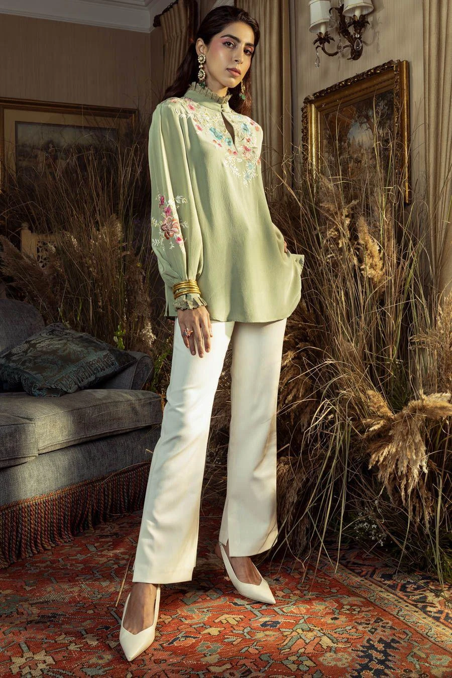 PATINE Sage Green Embroidered Victorian Top 3 PATINE Sage Green Embroidered Victorian Top