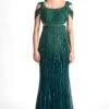Sharnita Nandwana Emerald Green Fitted Cold Shoulder Gown -Inca Sales Store 144sn6 1