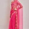 PATINE Pink Silk Organza Parsi Gara Embroidered Sari Set