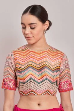 PATINE Pink Silk Organza Parsi Gara Embroidered Sari Set -Inca Sales Store 14576 3