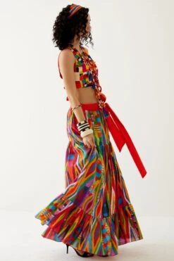 Payal Jain Red Printed Tiered Skirt -Inca Sales Store 14623pj4 3