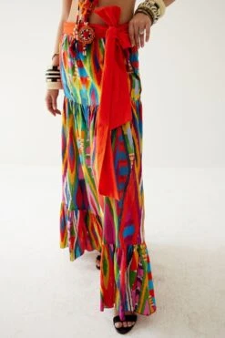 Payal Jain Red Printed Tiered Skirt -Inca Sales Store 14623pj4 4