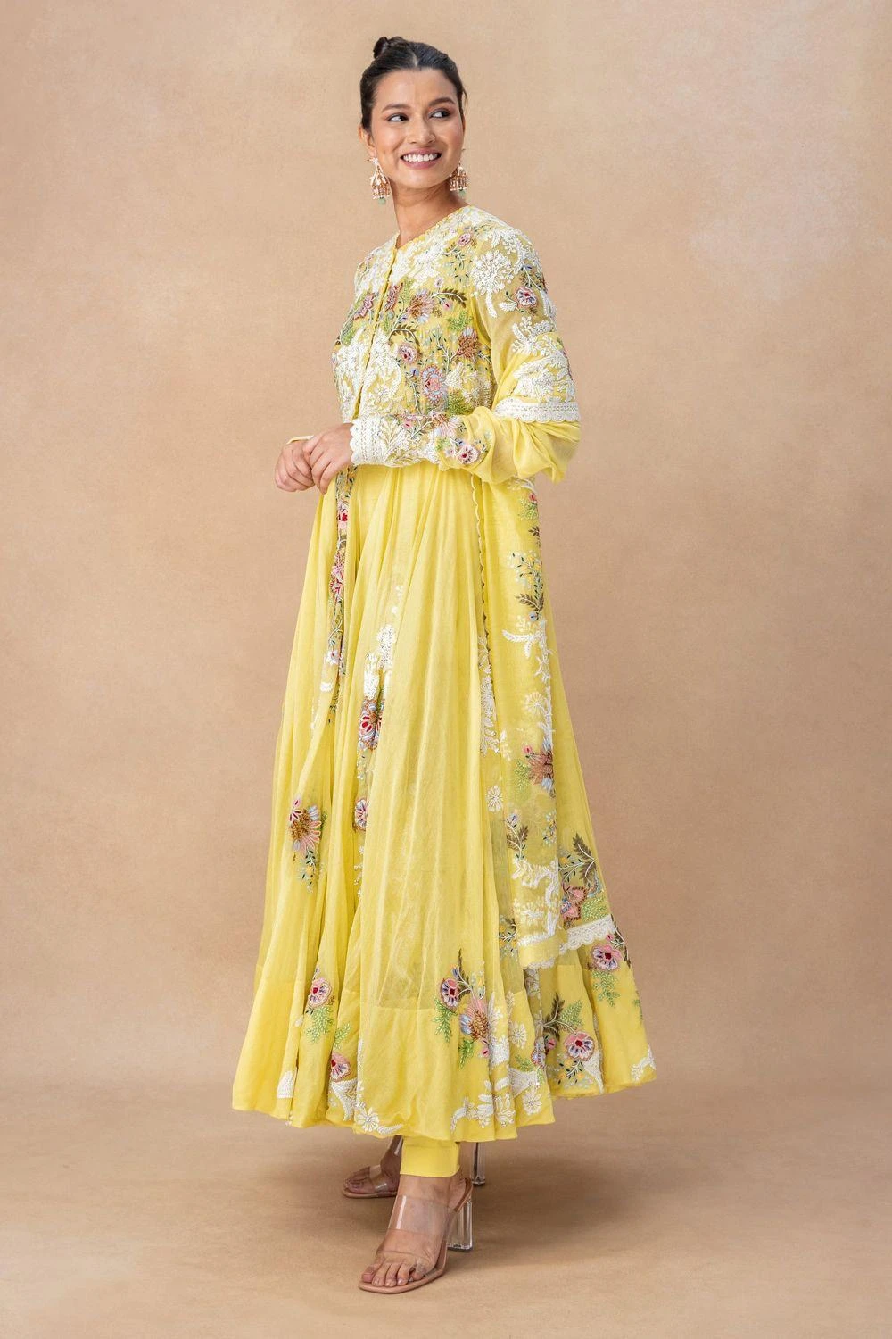 Anamika Khanna Yellow Floral Embellished Kurta Set 4 Anamika Khanna Yellow Floral Embellished Kurta Set - Image 2