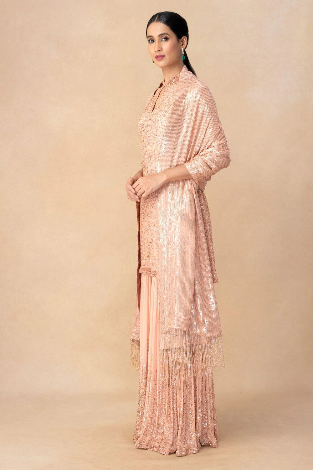 Nakul Sen Pink Sequin Embellished Sharara Set 4 Nakul Sen Pink Sequin Embellished Sharara Set - Image 2