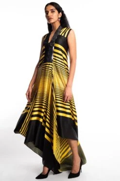 Amit Aggarwal Yellow Metallic Dress With An Asymmetric Hem -Inca Sales Store 149aa3 3
