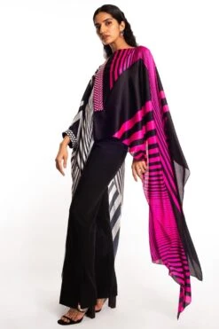 Amit Aggarwal Pink & Black Striped Cape -Inca Sales Store 149aa9 4