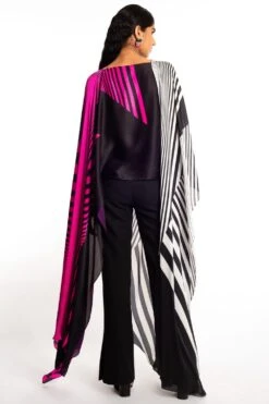 Amit Aggarwal Pink & Black Striped Cape -Inca Sales Store 149aa9 6