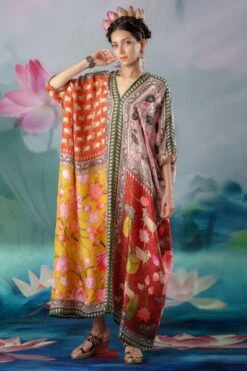 Rajdeep Ranawat Red Majida V-neck Kaftan -Inca Sales Store 1503rr02 3