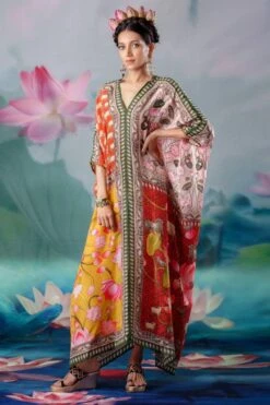 Rajdeep Ranawat Red Majida V-neck Kaftan -Inca Sales Store 1503rr02 4