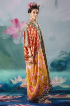 Rajdeep Ranawat Red Majida V-neck Kaftan -Inca Sales Store 1503rr02 6