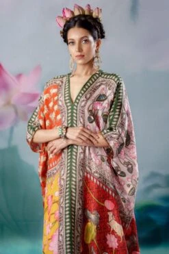 Rajdeep Ranawat Red Majida V-neck Kaftan -Inca Sales Store 1503rr02 7