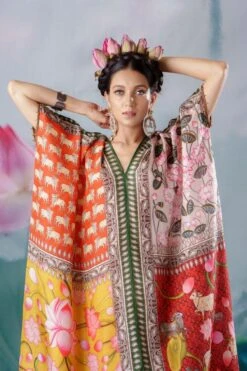 Rajdeep Ranawat Red Majida V-neck Kaftan -Inca Sales Store 1503rr02 8