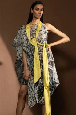 Abhishek Sharma Monochrome Draped & Printed Dress -Inca Sales Store 1511asp4 3