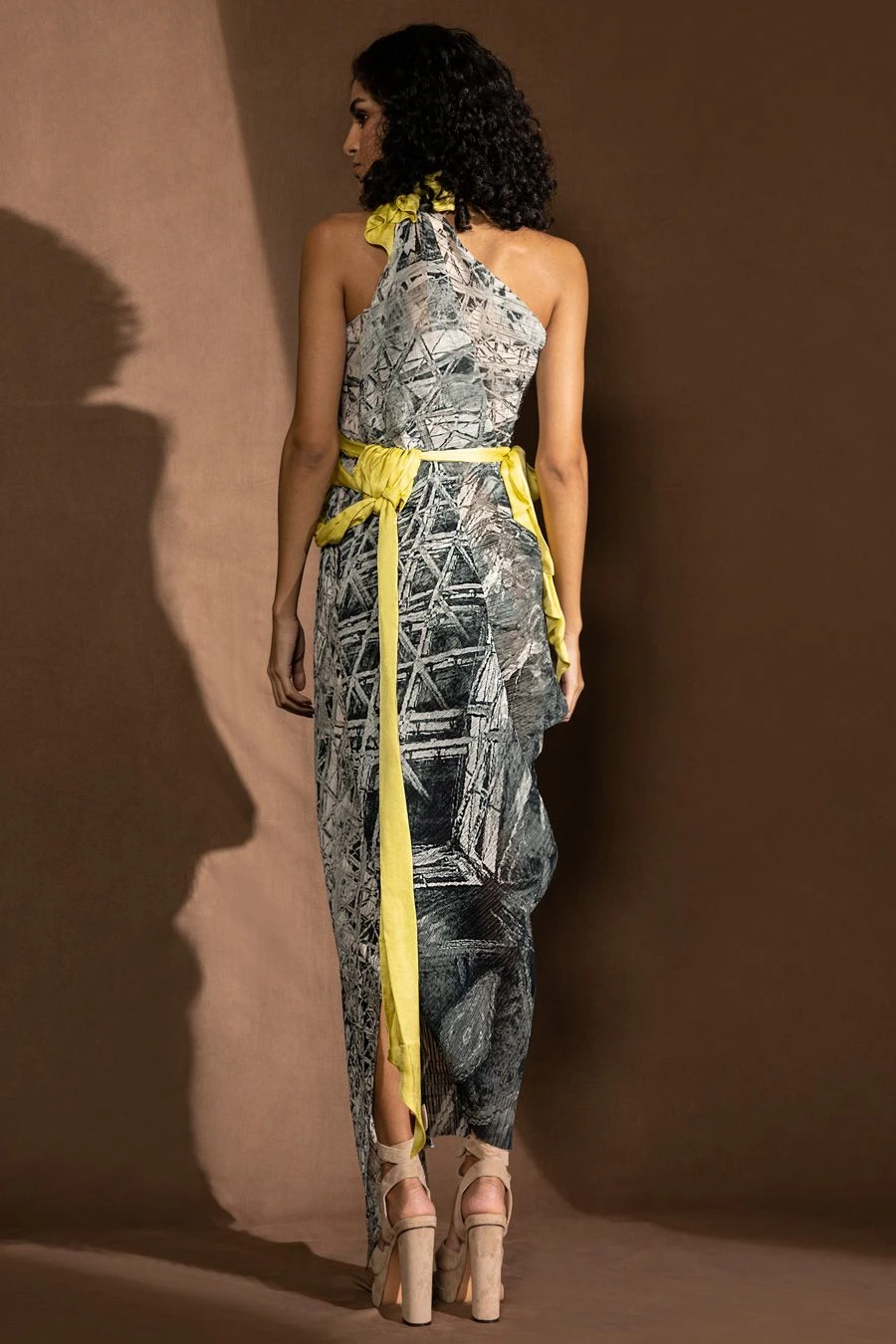 Abhishek Sharma Monochrome Asymmetric Draped Dress 9 Abhishek Sharma Monochrome Asymmetric Draped Dress - Image 7