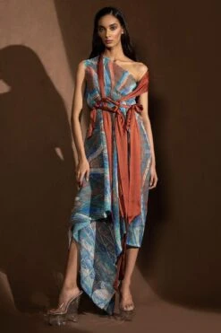 Abhishek Sharma Psychedelic Asymmetrical One Shoulder Dress -Inca Sales Store 1511asp7 1