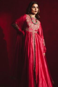 Ridhi Mehra Cherry Red Embellished Anarkali Set -Inca Sales Store 1511rm21 2