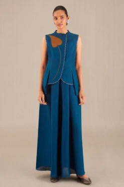 AMPM Nadiah Fresh Green Linen Waist Coat Set