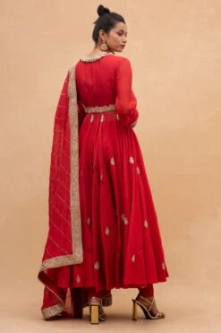 Anamika Khanna Red Thread Embroidered Anarkali Set -Inca Sales Store 152ak3 5