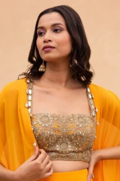 Arpita Mehta Yellow Embellished Cape Set -Inca Sales Store 152apm3 4