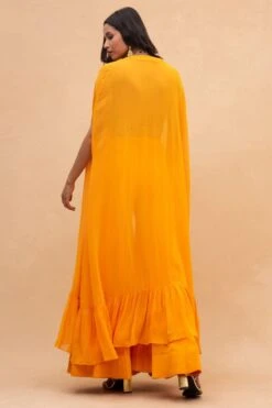 Arpita Mehta Yellow Embellished Cape Set -Inca Sales Store 152apm3 5