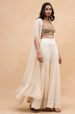 Arpita Mehta Ivory Embellished Cape Set -Inca Sales Store 152apm4 3
