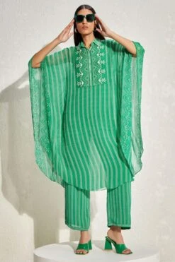 Best Seller 11 Namrata Joshipura Kelly Green Striped Kaftan Set