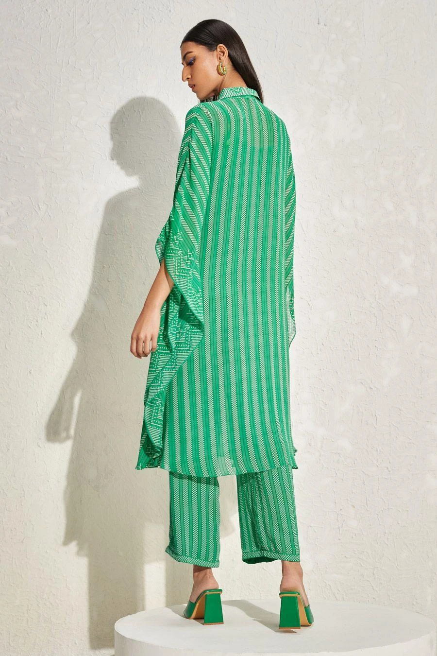 Namrata Joshipura Kelly Green Striped Kaftan Set 7 Namrata Joshipura Kelly Green Striped Kaftan Set - Image 5