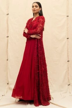 Ridhima Bhasin Scarlet Red Embellished Jacket & Anarkali -Inca Sales Store 153sw10 2