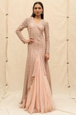 Ritika Mirchandani Pink Embellished Jacketed Lehenga Set