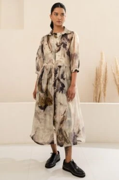 Arcvsh By Pallavi Singh Grey Petal Printed Jacket & Jumpsuit