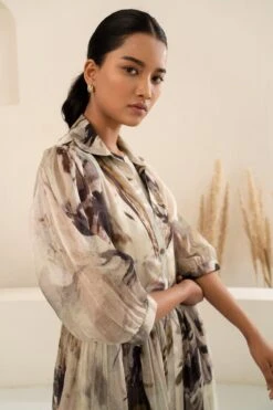 Arcvsh By Pallavi Singh Grey Petal Printed Jacket & Jumpsuit -Inca Sales Store 15423arc30 4