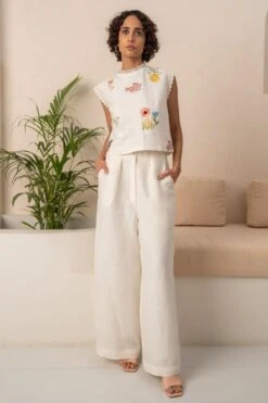 Arcvsh By Pallavi Singh Ivory Floral Embellished Co-ord Set