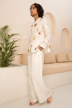 Arcvsh By Pallavi Singh Ivory Floral Embellished Shirt With Solid Pants -Inca Sales Store 15423arc43 3